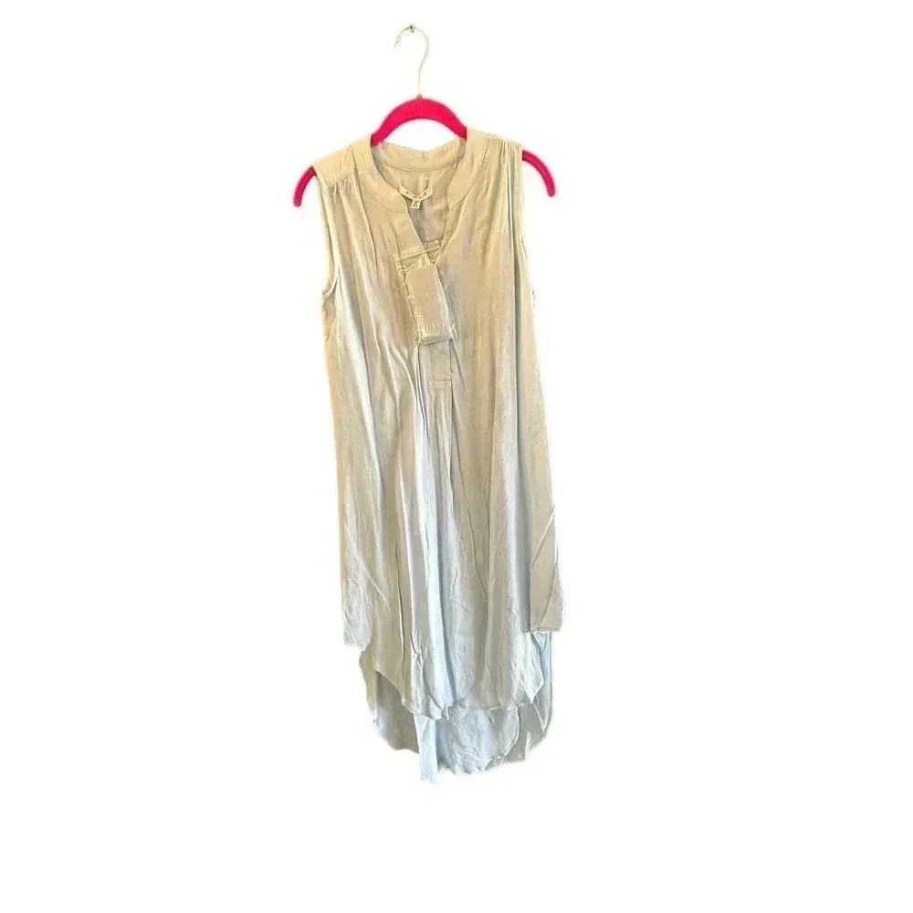 Cabi Women's Baby Blue Hi-Low Hem Sleeveless‎ Rayon Shift Dress Size Small